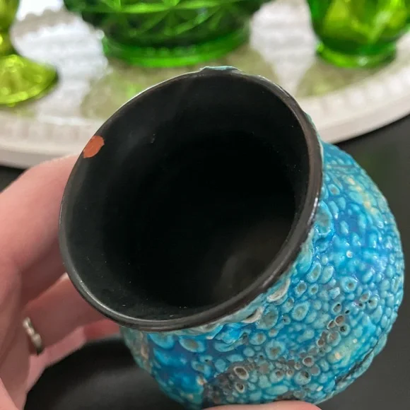 Courchevel France Turquoise Glaze Fat Lava Mini Vase